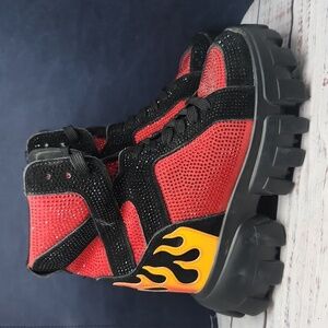 Stylish Red and Black Combat Boots